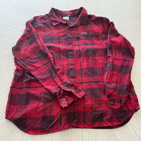 Columbia Red & Black Plaid Button Up Flannel Shirt - Picture 1 of 5